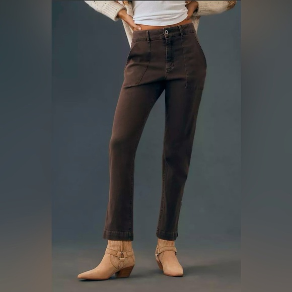 Bella Dahl Sz 26 Rowan Side Zip Pocket Pants in Brown Denim - Picture 3 of 8